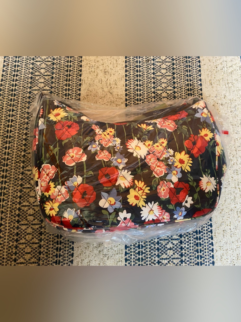 Vera Bradley Poppy Meadow Convertible Crescent Crossbody Bag Navy Blue Flower - Picture 3 of 10
